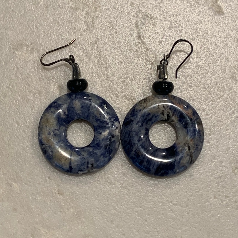 Lapis Lazuli and Obsidian Earrings